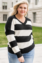 Load image into Gallery viewer, Plus Size Striped V-Neck Sweater