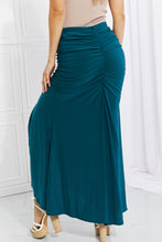 Load image into Gallery viewer, White Birch Full Size Up and Up Ruched Slit Maxi Skirt in Teal