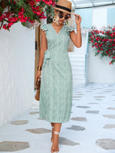 Load image into Gallery viewer, Printed Tied Flutter Sleeve Dress
