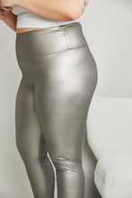 Load image into Gallery viewer, LOVEIT Full Size PU Leather Wide Waistband Leggings in Silver