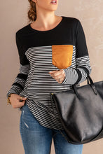 Load image into Gallery viewer, Striped Contrast Round Neck Long Sleeve Top