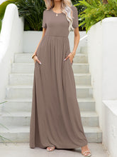 Load image into Gallery viewer, Round Neck Short Sleeve Maxi Dress with Pockets