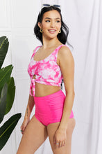 Load image into Gallery viewer, Marina West Swim Sanibel Crop Swim Top and Ruched Bottoms Set in Pink