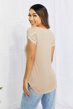 Load image into Gallery viewer, BOMBOM Center Street Sweet Crochet Detail Tulip Sleeve Top