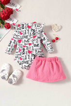 Load image into Gallery viewer, Baby Girl Letter Print Bodysuit and Knit Skirt Set