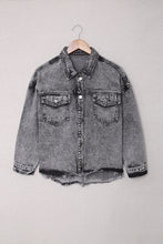 Load image into Gallery viewer, Raw Hem Button Down Denim Jacket with Breast Pockets