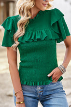 Load image into Gallery viewer, Smocked Tie Back Flutter Sleeve Blouse