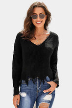 Load image into Gallery viewer, Drop Shoulder Distressed Hem Sweater