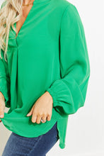 Load image into Gallery viewer, Doe & Rae Making Memories Full Size Pleated Balloon Sleeve Blouse