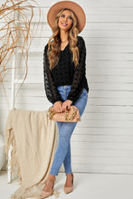 Load image into Gallery viewer, Swiss Dot Balloon Sleeve V-Neck Blouse