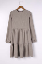 Load image into Gallery viewer, Ribbed Round Neck Long Sleeve Tiered Mini Dress