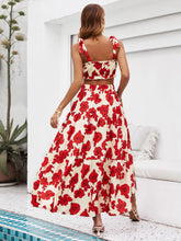 Load image into Gallery viewer, Floral Tie Shoulder Top and Tiered Maxi Skirt Set
