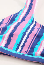 Load image into Gallery viewer, Multicolor Striped Scoop Neck Tankini Set