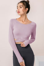 Load image into Gallery viewer, Crisscross Raglan Sleeve Cropped Yoga Top