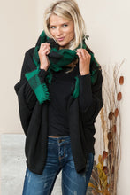 Load image into Gallery viewer, Justin Taylor Plaid Raw Hem Scarf in Green/Black