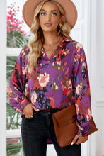 Load image into Gallery viewer, Printed Johnny Collar Raglan Sleeve Blouse