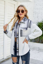 Load image into Gallery viewer, Plaid Button Front Spliced Sherpa Shacket