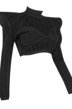 Load image into Gallery viewer, Padded Shoulder Strip Detail Crop Top