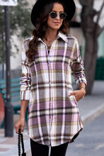 Load image into Gallery viewer, Plaid Button-Up Longline Shirt Jacket