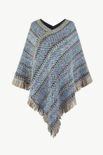 Load image into Gallery viewer, Heathered V-Neck Fringe Hem Poncho