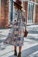 Load image into Gallery viewer, Patchwork Smocked Puff Sleeve Tiered Midi Dress