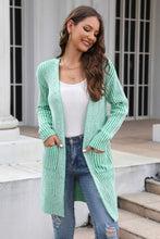 Load image into Gallery viewer, Open Front Dropped Shoulder Pocket Longline Cardigan