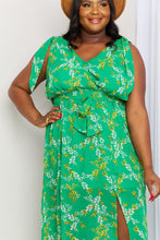 Load image into Gallery viewer, White Birch Full Size Printed Tie-Shoulder Belted Split Dress