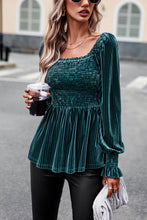 Load image into Gallery viewer, Smocked Square Neck Long Sleeve Blouse
