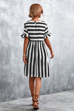 Load image into Gallery viewer, Striped Flounce Sleeve Dress