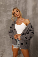 Load image into Gallery viewer, Polka Dot Open Front Dropped Shoulder Cardigan