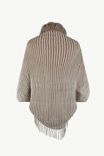 Load image into Gallery viewer, Striped Faux Fur Trim Open Front Cardigan