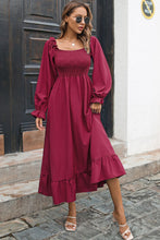 Load image into Gallery viewer, Smocked Ruffle Hem Flounce Sleeve Dress