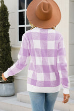 Load image into Gallery viewer, Checkered Ribbed Trim Knit Pullover
