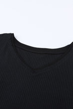 Load image into Gallery viewer, Waffle-Knit V-Neck Dropped Shoulder Blouse