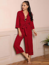 Load image into Gallery viewer, Plaid Lapel Collar Belted Jumpsuit