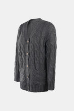 Load image into Gallery viewer, Cable-Knit Button Down V-Neck Cardigan
