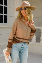 Load image into Gallery viewer, Striped Half-Zip Collared Sweater