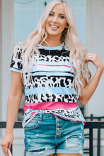 Load image into Gallery viewer, Animal Print Round Neck Tee Shirt