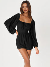 Load image into Gallery viewer, Tie Back Smocked Balloon Sleeve Romper