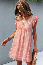 Load image into Gallery viewer, Printed V-Neck Flutter Sleeve Dress