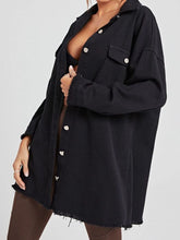 Load image into Gallery viewer, Collared Neck Button-Up Dropped Shoulder Denim Jacket