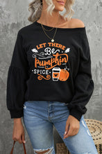 Load image into Gallery viewer, Round Neck Long Sleeve LET THERE BE PUMPKIN SPICE Graphic Sweatshirt