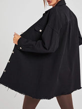 Load image into Gallery viewer, Collared Neck Button-Up Dropped Shoulder Denim Jacket