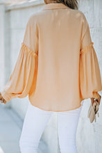 Load image into Gallery viewer, Button Front Bubble Sleeve Frill Trim Blouse