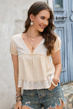Load image into Gallery viewer, Deep V Frill Trim Babydoll Blouse