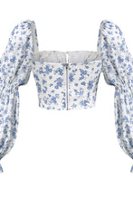 Load image into Gallery viewer, Ditsy Floral Puff Sleeve Crop Top