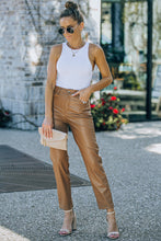 Load image into Gallery viewer, Faux Leather Ankle-Length Straight Leg Pants