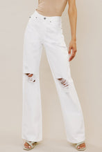 Load image into Gallery viewer, Kancan High-Rise Distressed Flare Jeans in White DIBS CAN