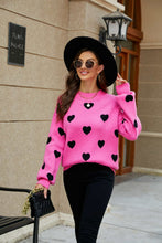 Load image into Gallery viewer, Heart Pattern Lantern Sleeve Sweater