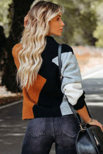 Load image into Gallery viewer, Color Block Mock Neck Ribbed Trim Sweater